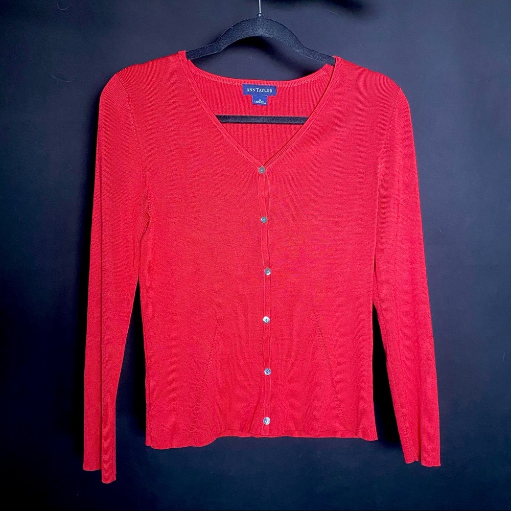 Silk Ann Taylor V-Neck Cardigan